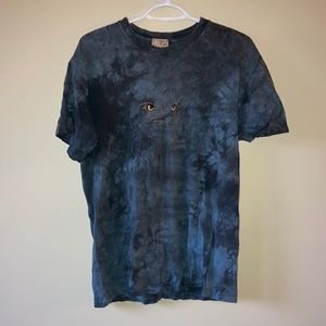 Navy blue tie dye short sleeve with owl head